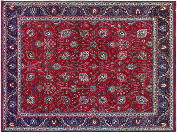 handmade Medallion, Traditional Tabriz Red Purple Hand Knotted RECTANGLE 100% WOOL area rug 10x13